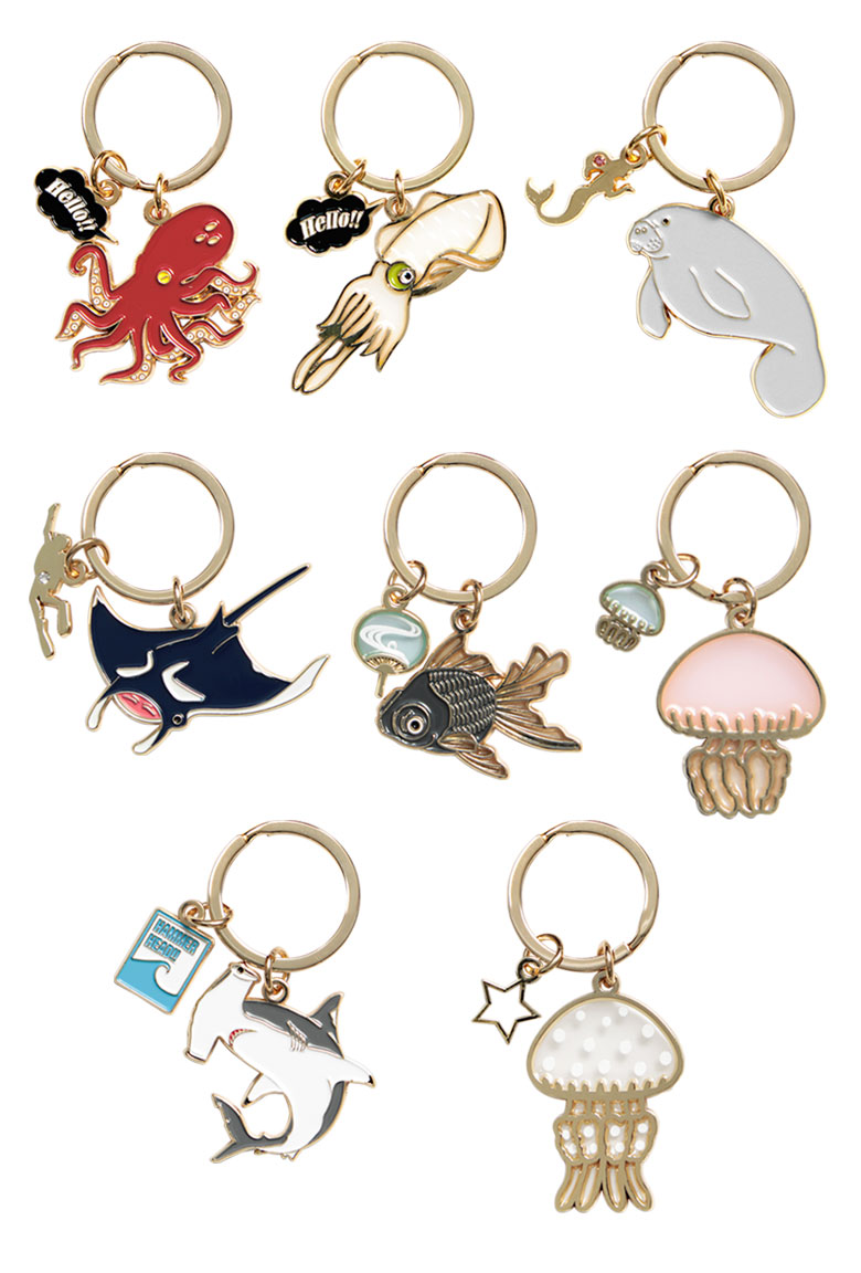 【3個買うと送料無料！】 全8種 アクアチック キーリング 第3弾 | 鍵 かわいい リング 便利 キーホルダー グッズ タコ マンタ クラゲ シュモクザメ 魚 ゆるかわ オシャレ アクセサリー プレゼント ギフト プチギフト キーチャーム 海の生き物 キーチェーン バッグチャームの商品画像 2