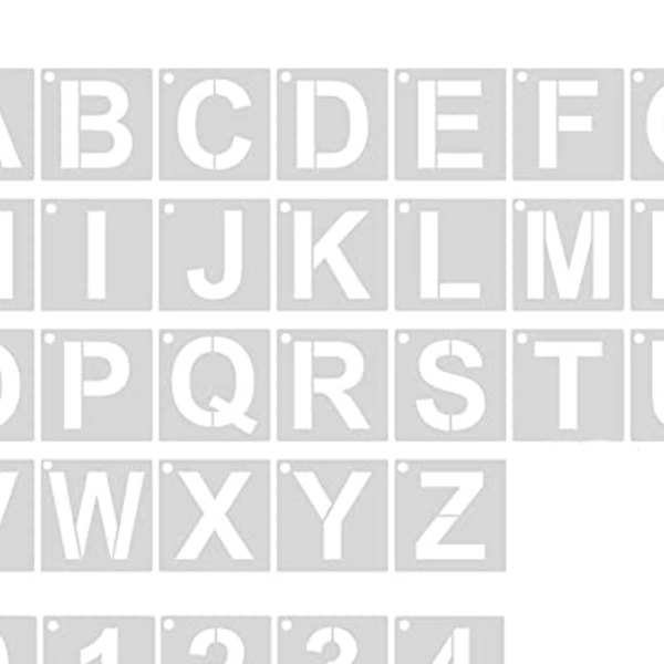 YFFSFDC ステンシルシート 角文字レター アルファベット数字製図看板の作成 描画テンプレート7.5*7.5cm大文字A-Zと0-9 DIY絵画塗装道