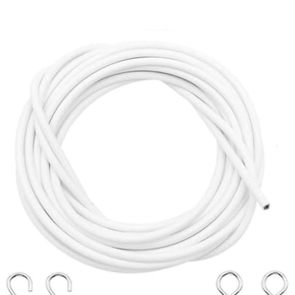 LOYELEY カーテン ワイヤー ロープ レール 5m カーテン レール ロープ ワイヤー 吊り下げ 取付簡単 DIY フック付き ホワイト