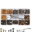 YFFSFDC レザークラフト カシメセット 3サイズ 4種色リベット スタッズ 底鋲 打ち具セット 丸形6mm 8mm 12mm 穴あけ 打ち具 打ち台