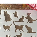 ステンシル 描画 テンプレート ステンシルシート ステンシルプレート 猫 ネコ ねこ 【バレットジャーナルに!】猫