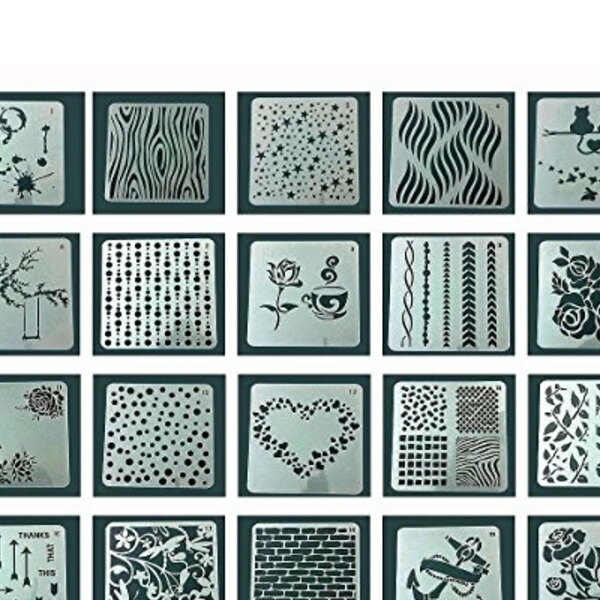 Mollytek 24枚セット 描画テンプレート ステンシルシート 子供 製図用テンプレート 手帳用 テンプレート 描画ツール 絵描き道具 塗り