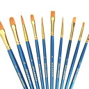 KOLAMOON 10本水彩画 筆 アクリル絵の具 面相筆セット 油彩筆 絵筆セット 油彩油绘用筆 塗装筆 筆塗りセット 丸筆 平筆