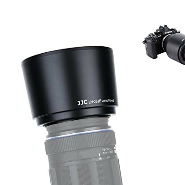 JJC オリンパス LH-61E 互換できる 可逆式 レンズフード OLYMPUS M.ZUIKO DIGITAL ED 75-300mm f/4.8-6.7 と OLYMPUS ZUKIO DIGITAL