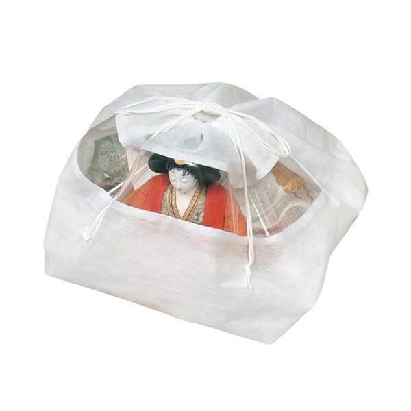 アストロ ひな人形 保存袋 ホワイト 5枚組 通気性の良い 不織布 収納袋 雛人形 巾着袋 透明窓付き 中身が分かる 115-02
