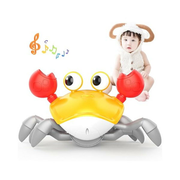 カニ おもちゃ カニおもちゃ ハイハイカニ センサー付き 音楽 知育玩具 おもちゃ 動く 男の子 女の子 誕生日 ギフト toys(オレンジ)