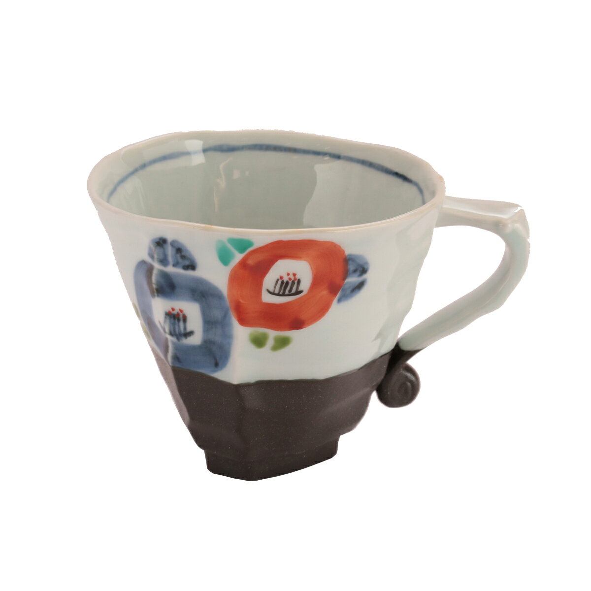 Rakuten - カップ [宝寿窯] 黒陶染錦椿絵マグカップ 1個 /佐賀県 窯元 手作り こだわり オシャレ コップ ギフト プレゼント 母の日 父の日 敬老の日 お礼 退職祝い 誕生日 パーティー