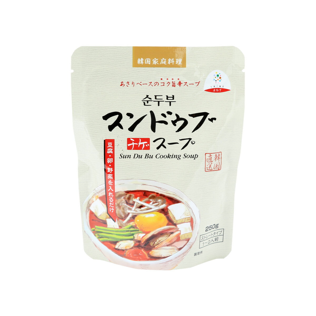 [シャイン・オリエンタル・トレーディング]鍋つゆ スンドゥブチゲスープ 250g/スンドゥブ/チゲ/韓国スープ/鍋料理/ヘルシー料理/韓国料理