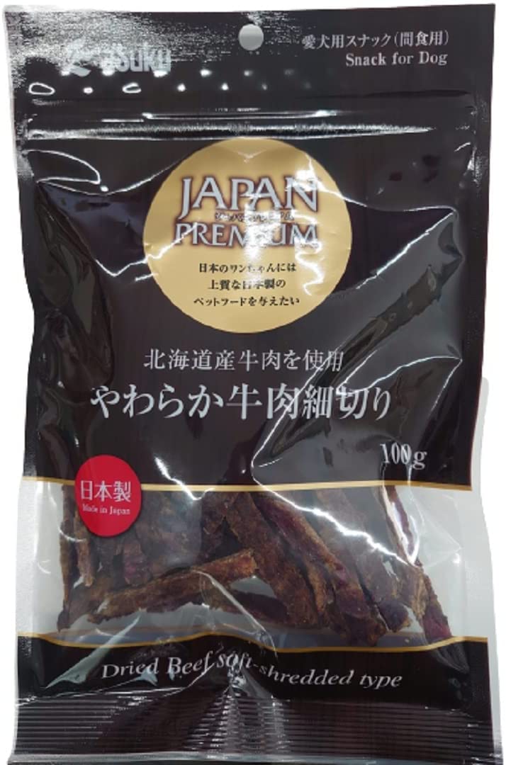 [ジャパンプレミアム] 犬用おやつ 国産 北海道産 やわらか牛肉細切り 100g/アスク/ペットフード/いぬ/愛犬用/日本製/ビーフ/ジャーキー/日本産/安心/安全