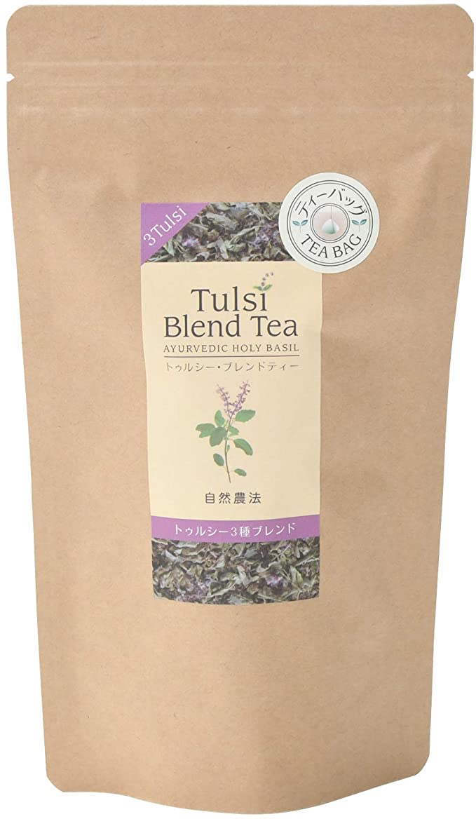 [うちうみハーブ園] 茶葉 自然農法 Tulsi Blend Tea(トゥルシー・ブレンドティー)トゥルシー3種ブレンド【ティーバッグ】 1.2g×24個 /ハーブ 自然栽培 ハーブティー ノンカフェイン 癒し ティータイム お茶 ブレンドティー 薬草茶