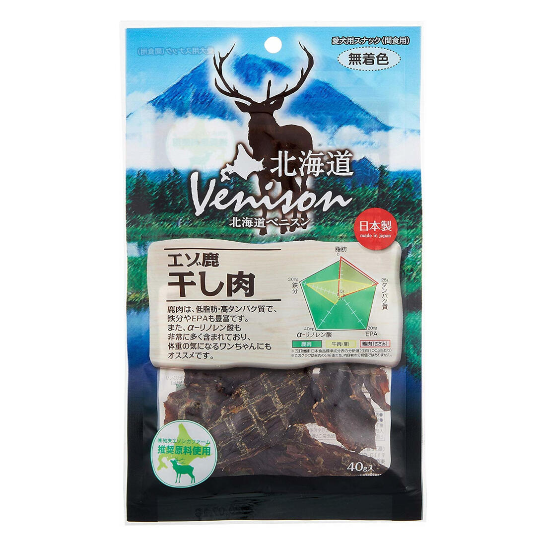 樂天商城 - おやつ 間食 ペット用 安心の日本製 愛犬用スナック 鹿 しか 北海道ベニスン (Venison) エゾ鹿干し肉 40g