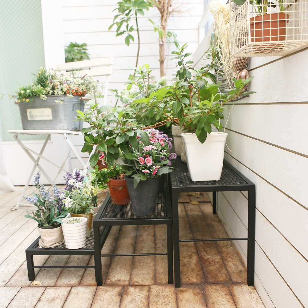 [ルームアンドホーム(roomnhome)] コベント植木鉢スタンド 3段セット(S、M、Lサイズ)/プランターラック/園芸/ガーデニング/庭/植物/花/ベランダ/オシャレ/お洒落/可愛い/インテリア/植木鉢ポット/家庭菜園/フラワースタンド/観葉植物/屋外/植木鉢スタンド/スタンド/収納/便利