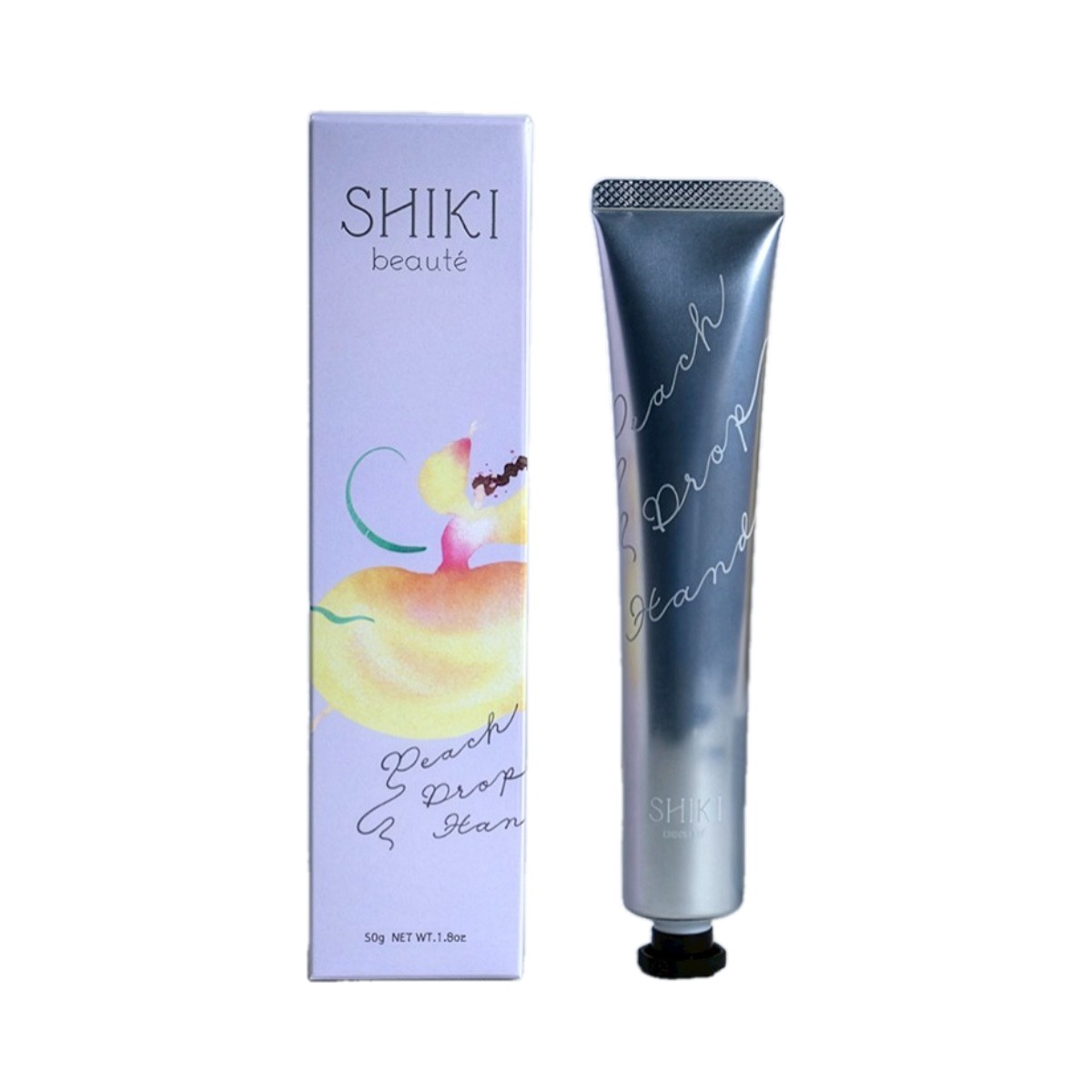 【商品特徴】SHIKI beaute ハンド美容クリーム Peach Drop Hand 岡山の果物やさんが選りすぐりの原料を配合してつくった、ハンド美容クリームです。 5種類のヒト型セラミド配合 ［セラミドEOP　セラミドNG　セラミドNP　セラミドAG　セラミドAP］ 加齢や生活習慣が原因でセラミドが減少するとバリア機能が低下します。 肌に元々存在するセラミドと同じ構造のヒト型セラミドは皮膚の角質層まですばやく浸透します。 清水白桃の葉から抽出したモモ葉エキスと、白桃から抽出したモモ果汁エキスを配合。 角質層までうるおいを届け、乾燥しがちな肌をしっとりと保ちます。 ベタつかずさらりとした質感で、果物のみずみずしさをまとうような使い心地です。 バレンタイン、ホワイトデー、母の日、お誕生日、お祝い、クリスマスプレゼントなど大切な方へのギフトにも最適です！ 商品説明 原材料 水、ワセリン、パルミチン酸エチルヘキシル、セテアリルアルコール、ステアリン酸グリセリル(SE)、イソペンチルジオール、モモ葉エキス、モモ果汁、ナイアシンアミド、セラミドEOP、セラミドNG、セラミドNP、セラミドAG、セラミドAP、ニアルロン酸Na、グリセリン、水添レシチン、フィトステロールズ、（アクリル酸Na/アクリロイルジメチルタウリンNa）コポリマー、（C11-13）イソアルカン、PEG-60水添ヒマシ油、BG、グリセリルグルコシド、フェノキシエタノール、メチルパラベン、香料 サイズ 220×310×25(mm) 原産国 岡山 内容量 1個