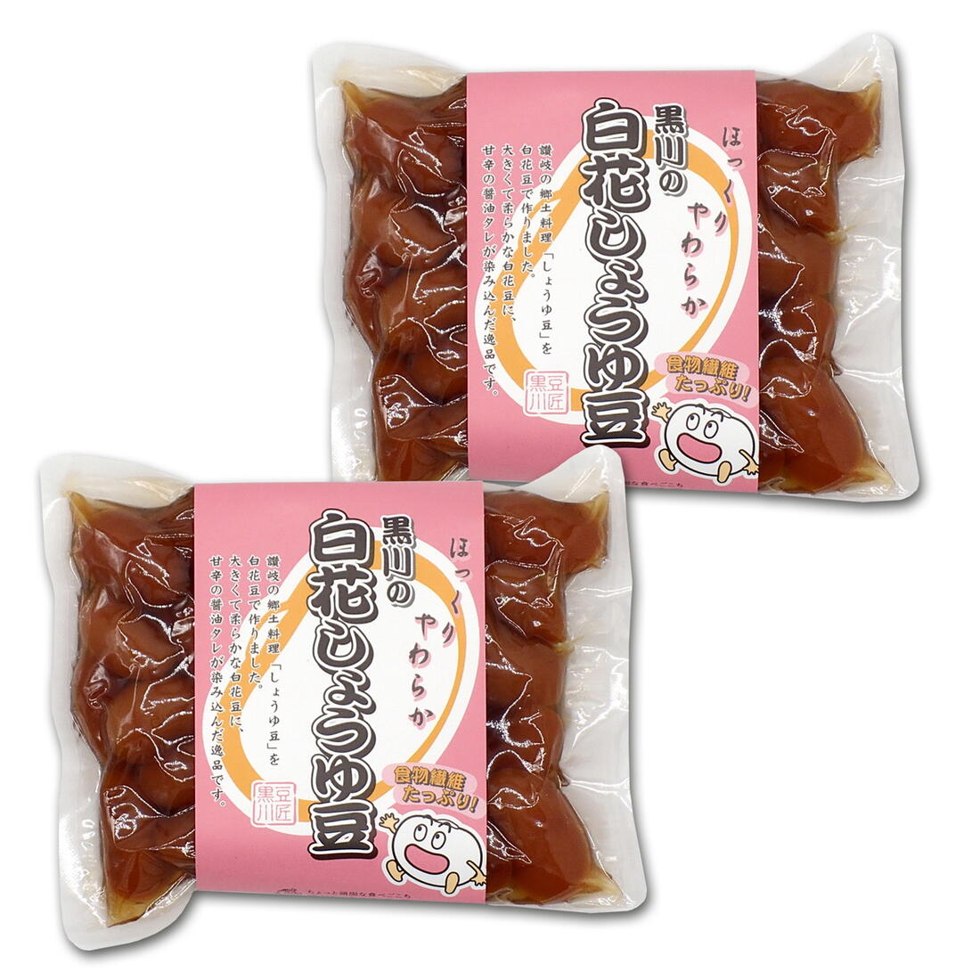 【商品特徴】香川の郷土料理しょうゆ豆の製法に倣い作られた白花豆のしょうゆ豆です。 白花豆はお菓子や煮物として頂くのが一般的。この大粒豆をしょうゆ豆にすると、タレのよく染みた豆はほっこり柔らかく、皮も気になりません。 食物繊維たっぷり。 お子様やご年配の方にもおすすめです。ぜひご賞味ください。 商品説明 原材料 大白芸豆、三温糖、しょうゆ(大豆・小麦を含む)、唐辛子 サイズ 160×40×150(mm) 県名 香川県 内容量 170g×2 アレルギー表示 大豆、小麦 温度帯 常温 メーカー名 有限会社黒川加工食品香川県高松市出作町428番地2