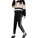 キッソス(KISSOS) セットアップ ジャージ レディース パーカー ゆったり 大きめ カジュアル ルームウェア 上下セット (ブラック, Mサイズ)