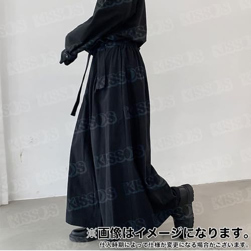 キッソス（KISSOS） 袴パンツ ワイドパンツ 韓国 ユニセックス 男女兼用 モード系 お洒落 無地 ストリート ガウチョ サルエルパンツ (XLサイズ)