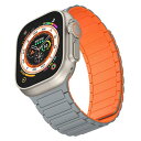 キッソス（KISSOS） Apple Watch アップルウォッチ シリコン バンド ベルト 49mm 45mm 44mm 42mm ultra ウルトラ スポーツ 男女兼用 (グレー/オレンジ)