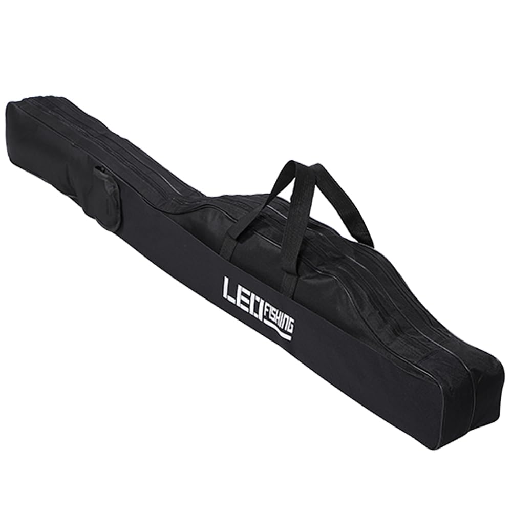 フィッシング バッグ 釣り竿 収納 ロッドケース 大容量 竿袋 折畳 肩掛け 持ち運び便利 ロッドカバー ポータブル 1.5m (ブラック)