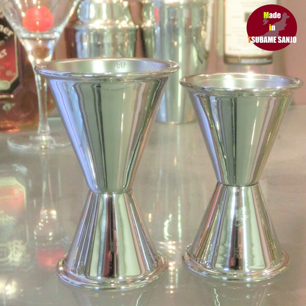 【5・0がつく日限定！ポイント10倍】 ステンレス メジャーカップ ジガー 60 SW 業務用 目盛付 ジガーカップ 15cc 30cc 45cc 60cc バー用品 カクテル用品 バーグッズ カクテルグッズ バーツール カクテルツール ポイント消化 【日本製】 【燕三条製】 【和田助製作所取扱い】