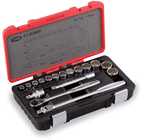 【11/20~ 1000円OFFクーポン配布中】 トネ TONE ソケットレンチセット 4130MP 差込角12.7mm レッド 手動工具 作業工具 工具セット 自動車 バイク 現場作業 整備