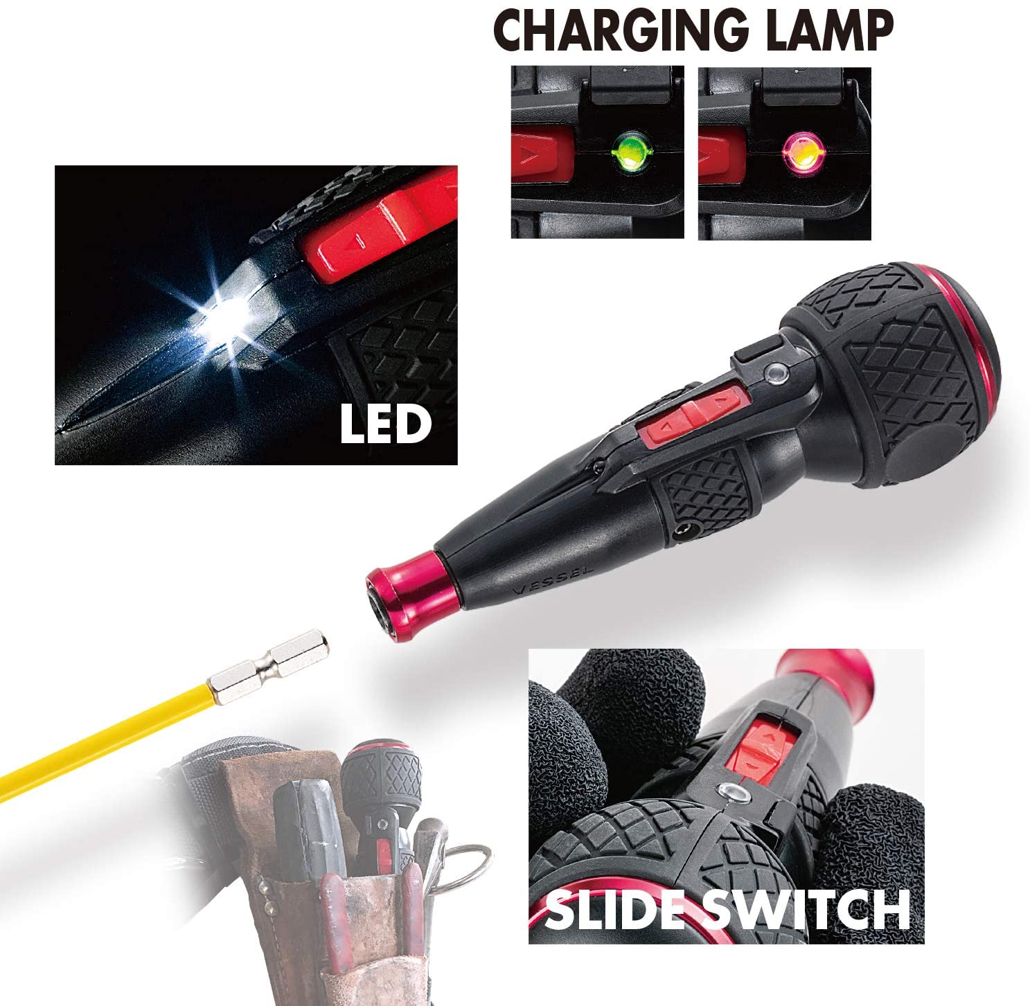 ベッセル 電動 ボールグリップ ドライバー ビット1本付 電ドラボール 220USB-1