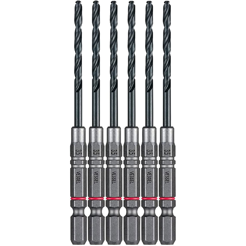 【~12/11 ポイントアップ】 ベッセル VESSEL クッションドリル 6本セット ドリルビット3.5mm AMD6P-3.5 DIY 工具 穴あけ工具 ビット 六角軸 6.35mm 鉄 木材