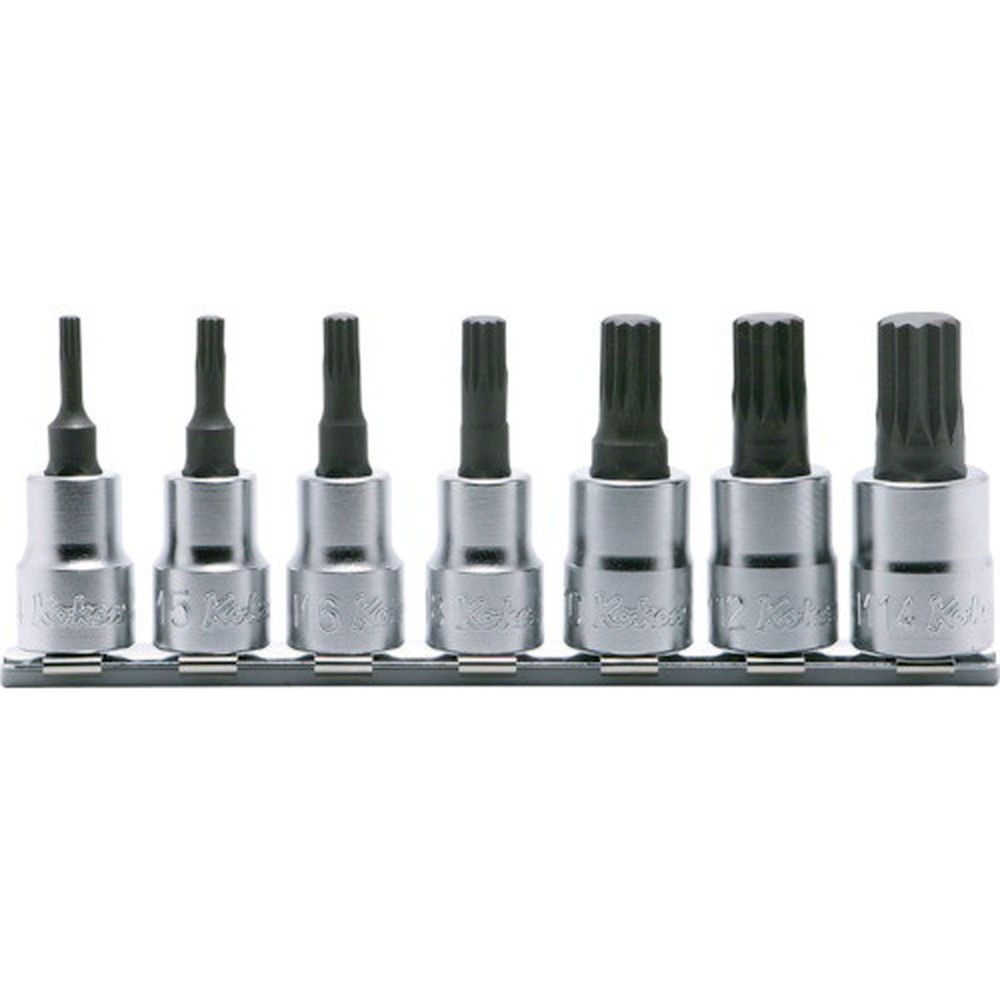 【500円OFFクーポン配布中 11/30~12/1】 Ko-ken 9．5mm差込 3重4角ビットソケット（XZN）レールセット 7ヶ組 RS3020-7-L50