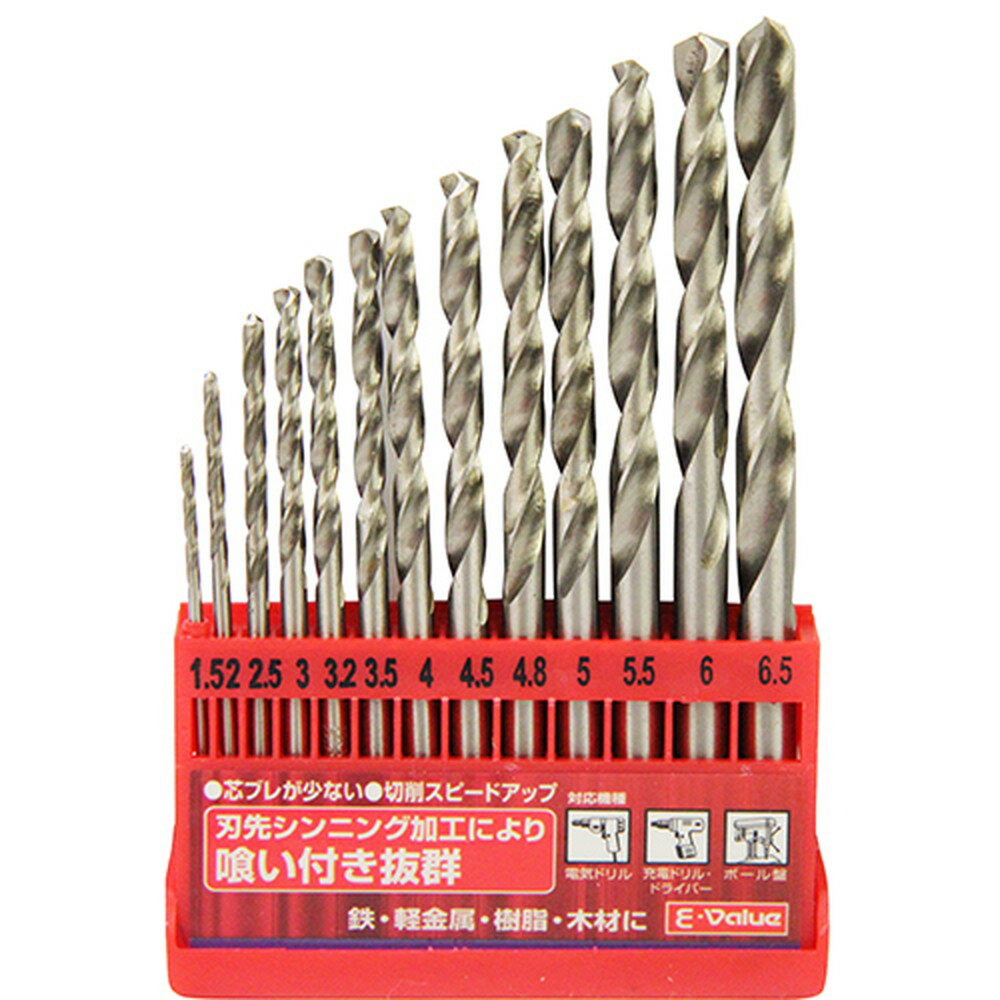 【2点以上購入で5%OFFクーポン 11/12~11/16】 E-Value 鉄工用ドリルセット ETD-13S 一般鋼 穴あけ シン..
