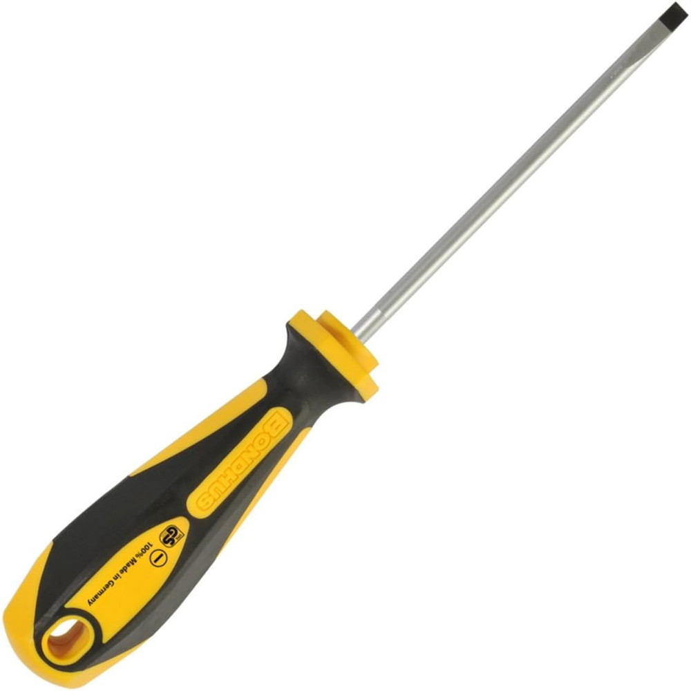 BONDHUS ボンダス マイナスドライバー(細軸タイプ) 刃先4mm×軸長100mm [全長:205mm グリップ径:30mm] N..