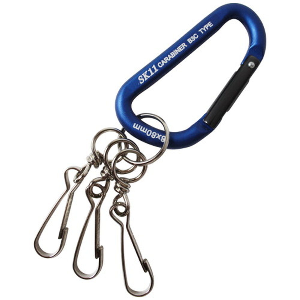 SK11 アルミカラビナ B3 SAC880B3 ブルー アルミ製 軽量 高強度 高品質 簡易工具 つりさげ キーリング3pcs