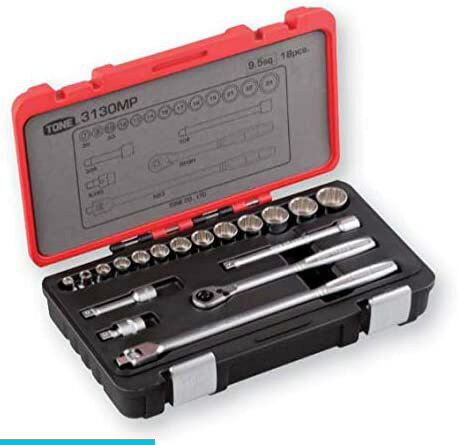 【抽選で100%ポイントバック エントリー受付中】 トネ TONE ソケットレンチセット 3130MP 差込角9.5mm レッド 手動工具 作業工具 工具セット 自動車 バイク 現場作業 整備 ボックス 車 ツール