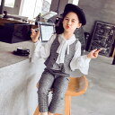 【今1点3560クーポンで】お受験 面接 子供スーツ 上下 韓国風 子ども服 入学式 フォーマル スーツ パンツセット 女の子 ブラウス 3点セット 長袖 七五三 卒園式 フォーマルスーツ キッズ オシャレ