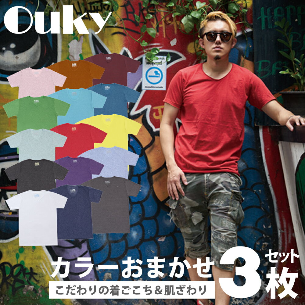メンズ Tシャツ 半袖 無地 3枚 セット 春 夏 福袋 2025 父の日 敬老の日 ギフト 誕生日 プレゼント 実用的 ヴィンテージ ウォッシュド ストーン ウォッシュ 加工 Ouky オーキー