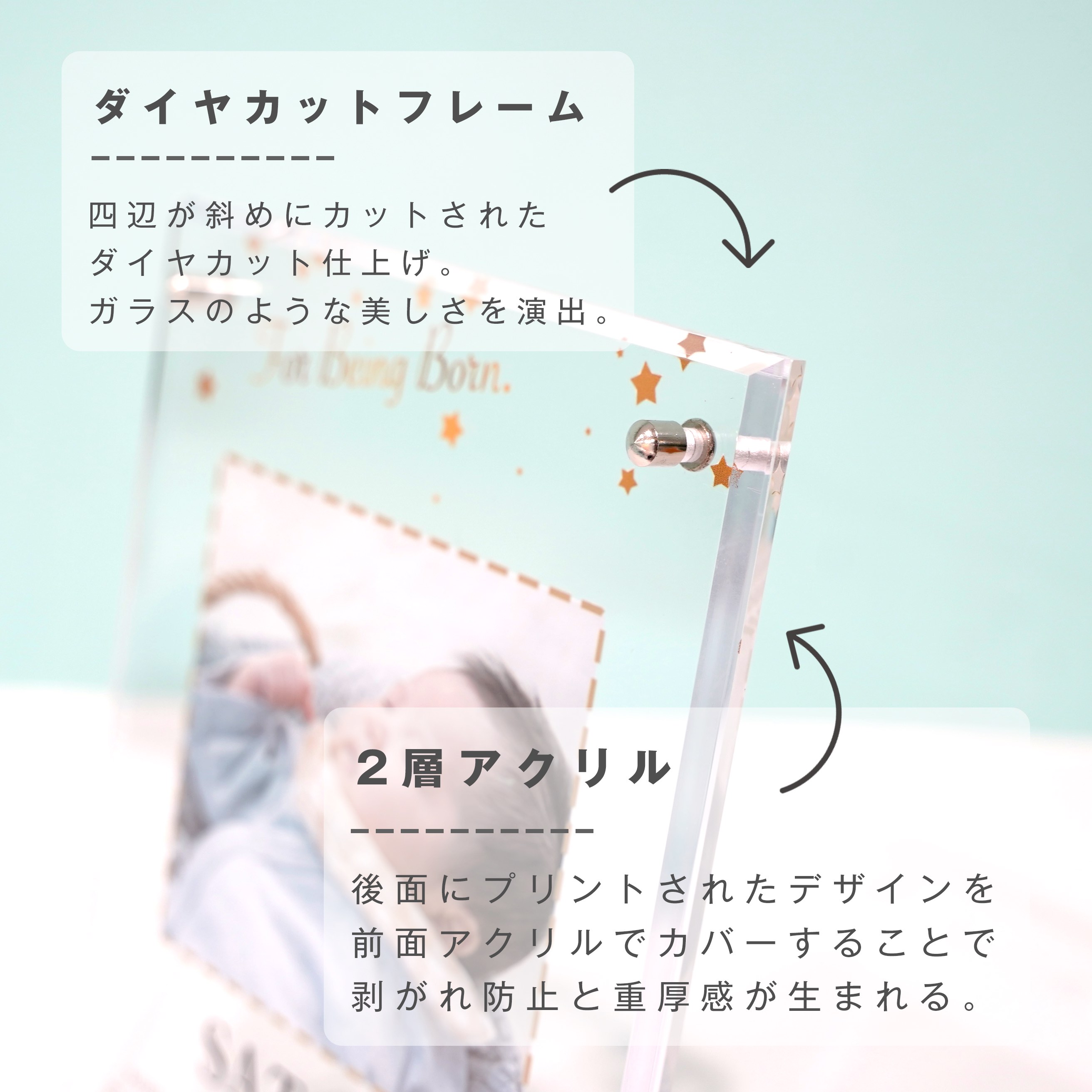 ★レビュー特典1,000円クーポン★ 命名書　写真立て プリント アクリル【 アクリルフ...