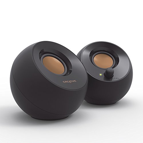 Creative - Creative Pebble ブラック 音声入力 ピンプラグ/電源 USB 接続 / 45度 上向きスピーカー 低音パッシブラジエーター 搭載 ピーク出力8.8W/総合4.4W RMS PC スピーカー SP-PBL-BK