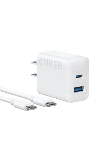 Anker Charger (20W, 2-Port) with USB-C＆USB-C ケーブル 20W USB-C＆USB-Cケーブル付属 2ポート急速充電器)【PSE技術基準適合/USB PD対応/PowerIQ搭載/コンパクトサイズ】Android スマートフォン iPad その他 各種機器対応（ホワイト）