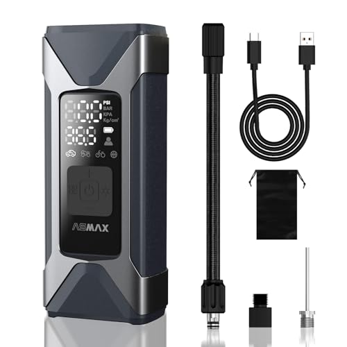 ASMAX 自転車 空気入れ 電動空気入れ バイク 車 エアーポンプ 2500mAh×3 大容量バッテリー 最大圧力160PSI タイヤ空気圧検知 ...