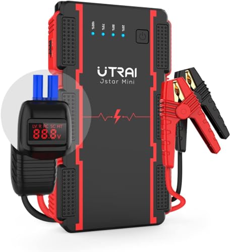 UTRAI ジャンプスターター 12V車用 瞬間最大出力2500A 7.5Lガソリンエンジン車 / 5.5Lディーゼル車対応 バッテリー ブースター スマートブースターケーブル モバイルバッテリー機能 LED緊急ライト 安全保護システム PSE承認済み