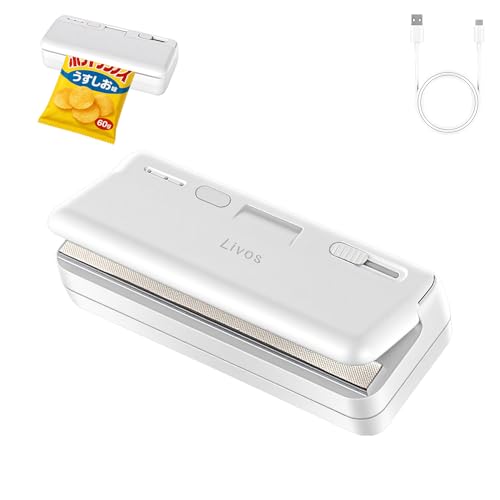 商品名Livos ヒートシーラー ハンディ 家庭用 小型 軽量 カッター付き 携帯式磁石シーラー 1300mAh Type-C充電 三段階温度調整 食品保存 幅10cm 抗酸化機能 予熱不要 操作簡単 日本語取扱説明書付き色ホワイトモデルQW-2348サイズ-この商品について【シーラー 家庭用&amp;半合式】 スマート三モードシールシステム（薄手/標準/厚手対応）を搭載し、多様な厚みの包装袋に幅広く対応。 10cm延長シールラインは和風キッチンで多用される包装サイズに最適化され、超薄手保存袋・標準弁当袋・厚手冷凍袋のいずれも、ワンプッシュ操作で気密シールを即時完成。 真空補助装置不要の革新的設計。和食の多様な食材に、日常的な密封保存の利便性を提供します。【軽量設計＆背面磁気収納】 136gの超軽量設計で片手操作を可能にし、内蔵式スライドカッターによる「引いて押すだけ」の秒速包装切断を実現。 磁気吸着機能により冷蔵庫等の金属収納面に直接固定可能で、狭小キッチンの収納課題を本質解決します。【ワンタッチシール＆コンパクト設計】 本体サイズ11.8×4.7×3.2cmの超小型設計により、従来シーラー比で60%の設置スペースを削減。このシーラーは動作時に「カチッ」と軽い押し込み音がするだけの静音設計。 深夜のキッチンでもご家族の睡眠や会話を妨げません。 音が気になる方にも快適にお使いいただけます。 静かで確実な密封ができる、ストレスフリーな食品保存ソリューションです。 どうぞご安心してお使いください。注意：Livosヒートシーラー機は充電中は使用できません。 ご使用前に必ず電源プラグを抜いてください！ ！ Livosは安全性と耐久性を確保するため、常に製品の改良に努めています。商品情報動力源：バッテリー式素材：プラスチックカラー：ホワイト商品の重量：136 グラムブランド名：リボスメーカー名：Livos品番・型番：QW-2348メーカー型番：QW-2348同梱商品：本体*1、小サイジング袋 * 2枚、充電ケーブル（USB Type-C）* 1、取扱説明書*1原産国：中国