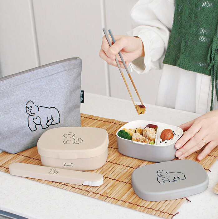 お弁当箱 おしゃれ 大人 ランチボックス ミニ 女性 LUNCH BOX MINI DOODLE パステルカラー かわいい 女子 男子 Leaflets 動物 猫 犬 アヒル ゴリラ シンプル ピクニック 遠足 行楽