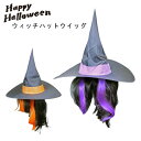 ハロウィン 衣装 コスプレ 仮装 魔女 ハット かつら ウィッグ ウィッチ オレンジ パープル YG34669 髪飾り ウィザード イベント ハロウィーン パーティー 小道具 帽子 グッズ メール便 送料無料