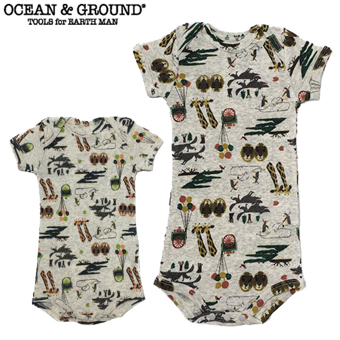 オーシャンアンドグラウンド ロンパース（ベビー用） OCEAN&GROUND オーシャンアンドグラウンド ロンパース 半袖 カバーオール 女の子 男の子 ベビー服 ボディシャツ ANIMAL PARADE キッズ ベビー マスタード/オレンジ 70cm 80cm 1610250 アニマルパレード 赤ちゃん プレゼント 出産祝い【 】