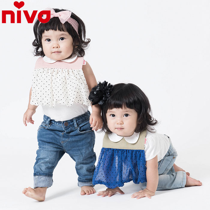 ニヴァ スタイ ニヴァ niva スタイ おしゃれ 女の子 ビブ よだれかけ タイニードットシフォン ベビー アイボリー/ブルー 160 ドット柄 襟付き シフォンスタイ おしゃれ 結婚式 エプロン かわいい 赤ちゃん 出産祝い ギフト