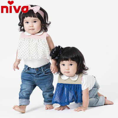 ニヴァ niva スタイ おしゃれ 女の子 ビブ よだれかけ タイニードットシフォン ベビー アイボリー/ブルー 160 ドット柄 襟付き シフォンスタイ おしゃれ 結婚式 エプロン かわいい 赤ちゃん 出産祝い ギフト