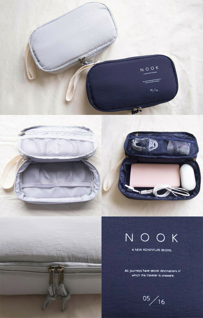 ガジェットポーチ かわいい 収納ポーチ ガジェットケース ポーチ トラベルポーチ 持ち運び NOOK ネイビー グレー 旅行 バッテリー収納ケース ケーブル収納 小物入れ 旅行 出張 バッグインバッグ コスメポーチ イヤホン 充電器 トラベル用品 海外旅行 monorogu-10058356 monolog サンプル画像3