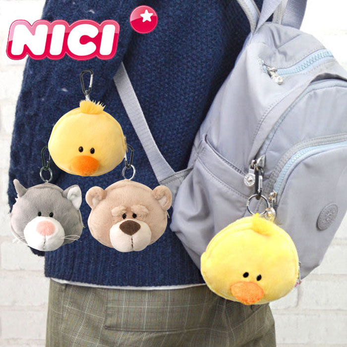 nici ニキ ポーチ ミニポーチ フイギュア コインケース 小銭入れ 高校生 大学生 レディース キッズ 小物入れ キーホルダー カラビナ フィギュアポーチ ベア グレーキャット ヒヨコ アクセサリー バッグチャーム ギフト プレゼント