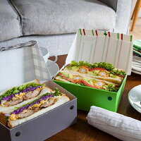 パーネパッコ サンドイッチケース 折りたたみ プラスチック ストライプ チェック ランチボックス お弁当箱 弁当箱 サンドウィッチ ボックス おしゃれ