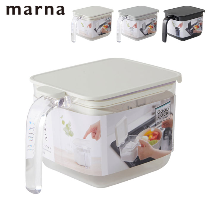 樂天商城 - マーナ 調味料ポット ワイド 調味料ケース 大さじ1 スプーン付き 600ml MARNA GOOD LOCK CONTAINER グッドロックコンテナ 調味料入れ 砂糖 塩 密閉 保存 容器 ポット スパイス ストッカー パッキン付き