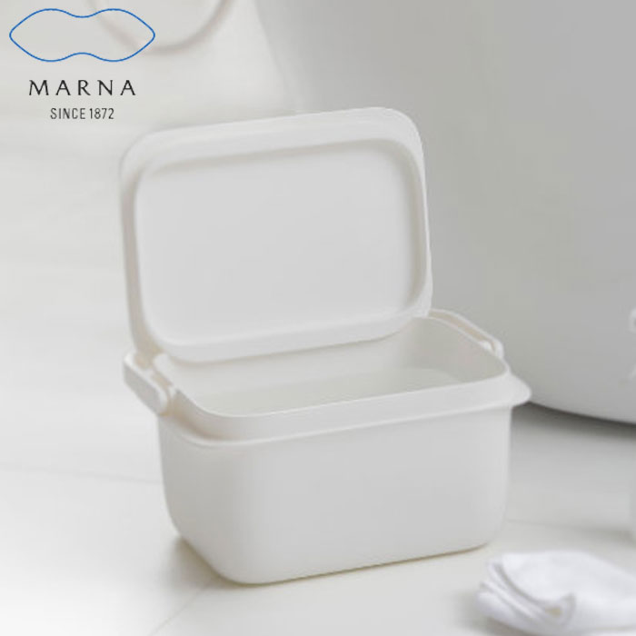 樂天商城 - バケツ おしゃれ ふた付き 収納ボックス ホワイト 角型 コンパクト 5L MARNA マーナ W627W ばけつ マスク付け置き スクエア 桶 おけ 四角 漬け置き洗い 洗濯 洗濯物 靴 上靴 持ち手 ハンドル 取っ手 掃除用品 清掃用品 子供部屋 マスク コロナ つけ置き 掃除 清掃 収納