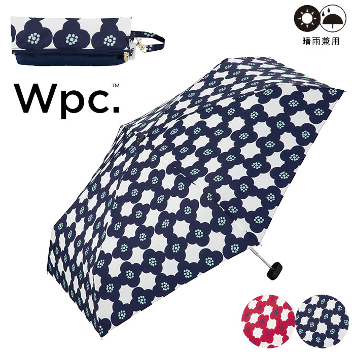 ワールドパーティー wpc 折りたたみ傘 傘 レディース 雨傘 コンパクト スリム 50cm カメリア mini 晴雨兼用 日傘 UVカット 紫外線対策 ワールドパーティー オフホワイト レッド ネイビー 436-155 花柄 アンブレラケース クラッチバッグタイプ グラスファイバー 撥水 通勤 通学